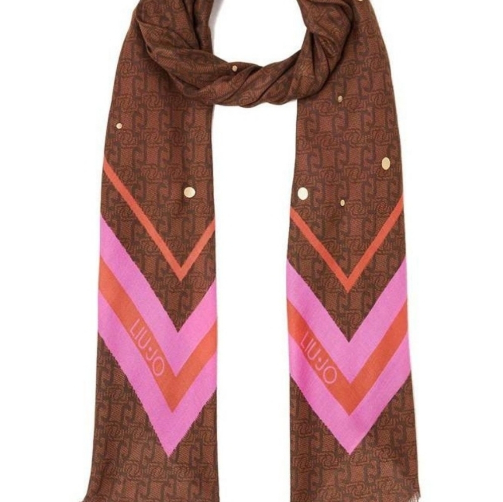 Authentic Liu Jo Milano Monogram Silk-Blend Foulard - NWT